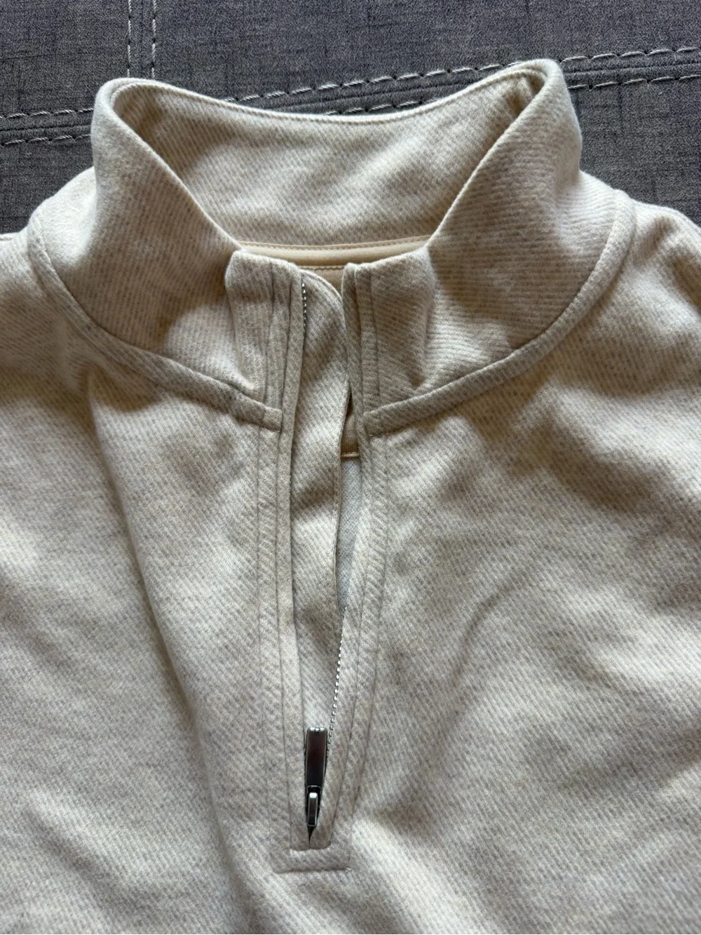 J. Crew Men's Cream Quarter-Zip Sweater